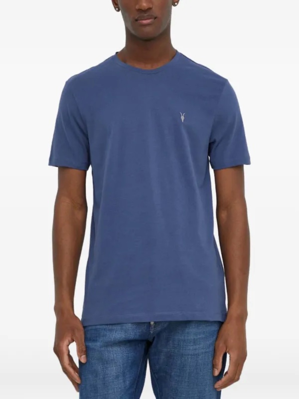 John Varvatos Blue Short-Sleeve Crewneck Tee with Subtle Logo